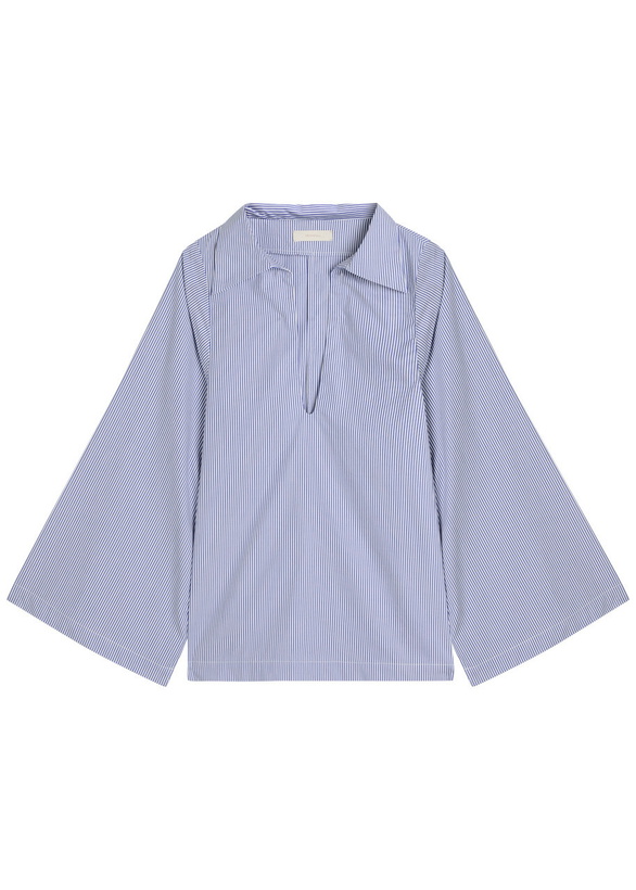 Photo: Faithfull The Brand Gaia Striped Cotton-poplin Blouse Blue