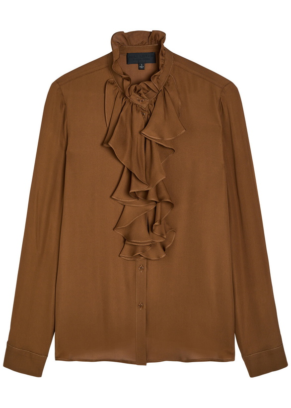 Photo: Nili Lotan Lily Ruffled Silk Blouse Caramel