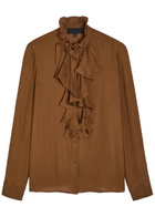 Nili Lotan Lily Ruffled Silk Blouse Caramel
