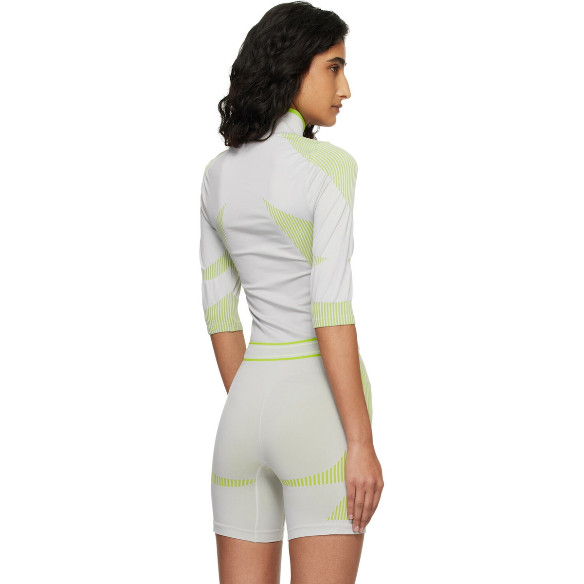 Casablanca Gray & Green Seamless Half-Zip T-shirt