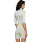 Casablanca Gray & Green Seamless Half-Zip T-shirt