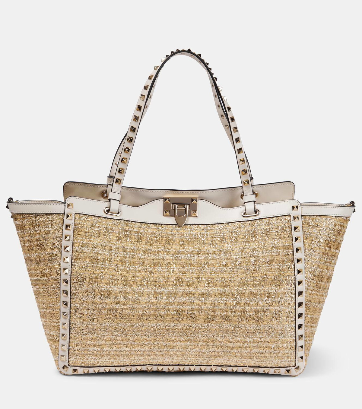 Valentino Garavani Rockstud Medium raffia tote bag Valentino
