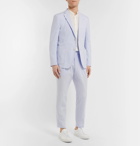 Officine Generale - Sky-Blue Drew Slim-Fit Cotton-Poplin Drawstring Suit Trousers - Blue