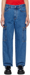 Givenchy Blue Marbled Denim Cargo Pants