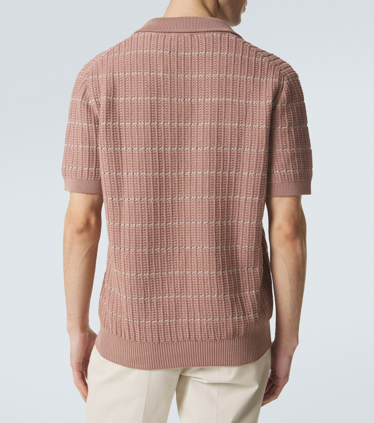Brioni Embroidered cotton and linen polo shirt