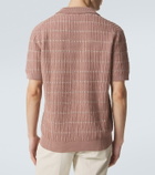 Brioni Embroidered cotton and linen polo shirt