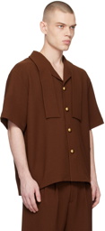 CALVINLUO Brown Ribbon Shirt