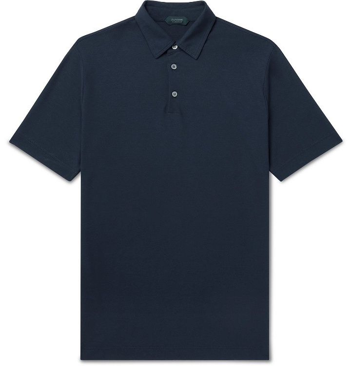 Photo: INCOTEX - Slim-Fit Ice Cotton-Jersey Polo Shirt - Blue