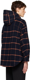 Solid Homme Navy Hooded Check Jacket