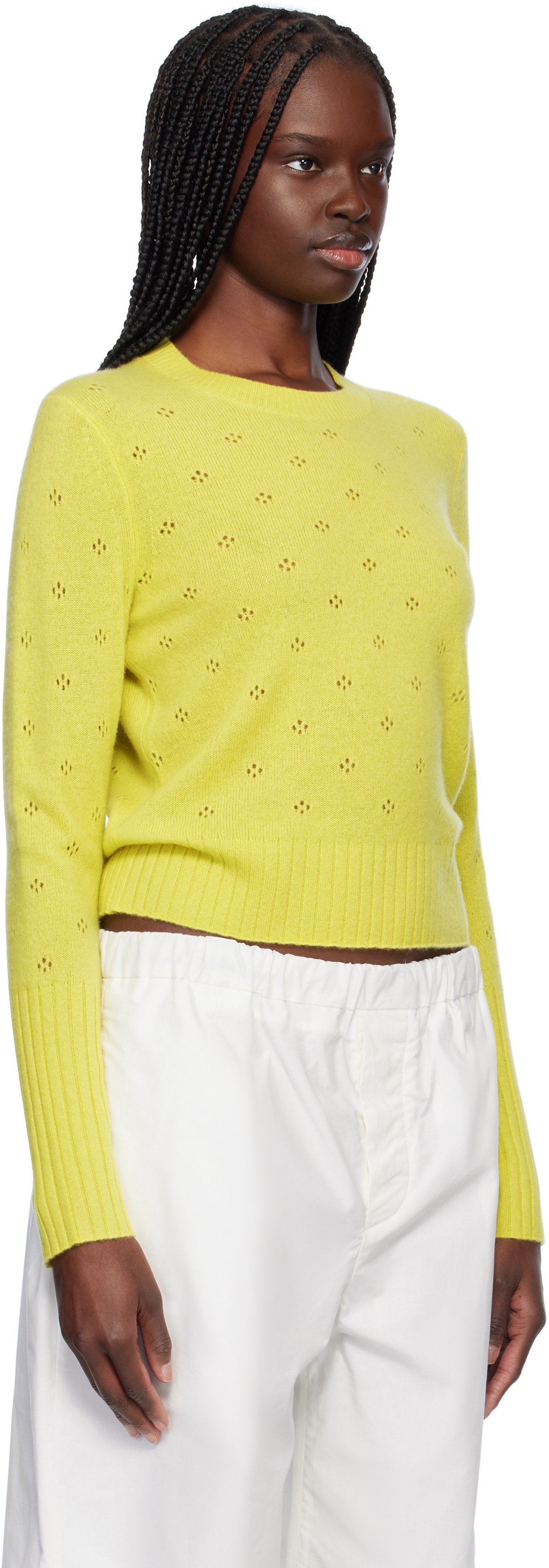 Guest in Residence Yellow Shrunken Pointelle Sweater
