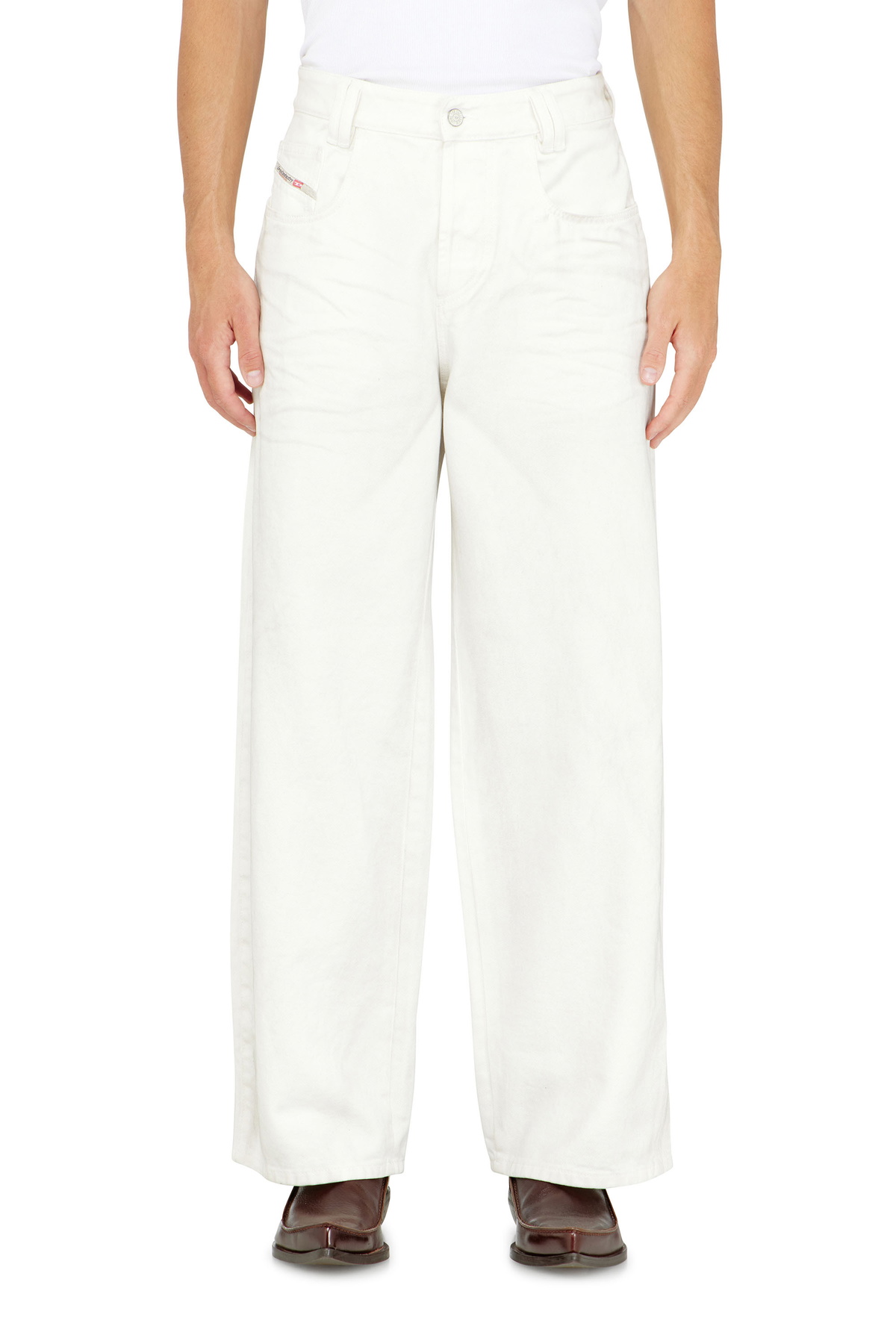 Diesel Relaxed Jeans High Waist 1982 D-Hakou, White, Button fly