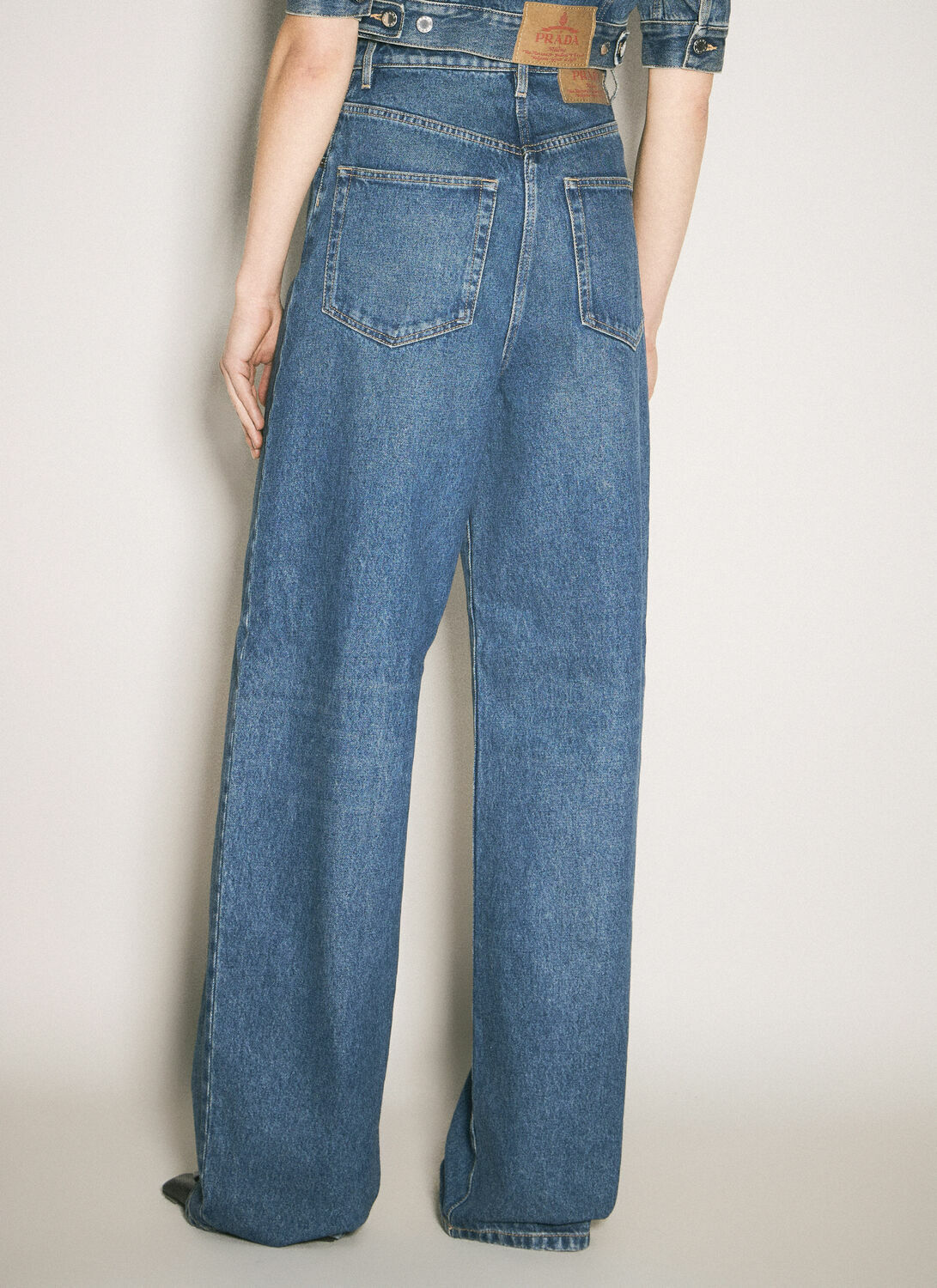 Prada Logo Plaque Balloon Jeans