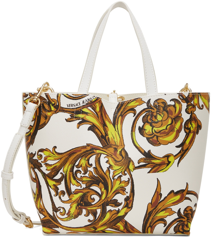 Versace Baroque Print Saffiano Leather Tote Bag