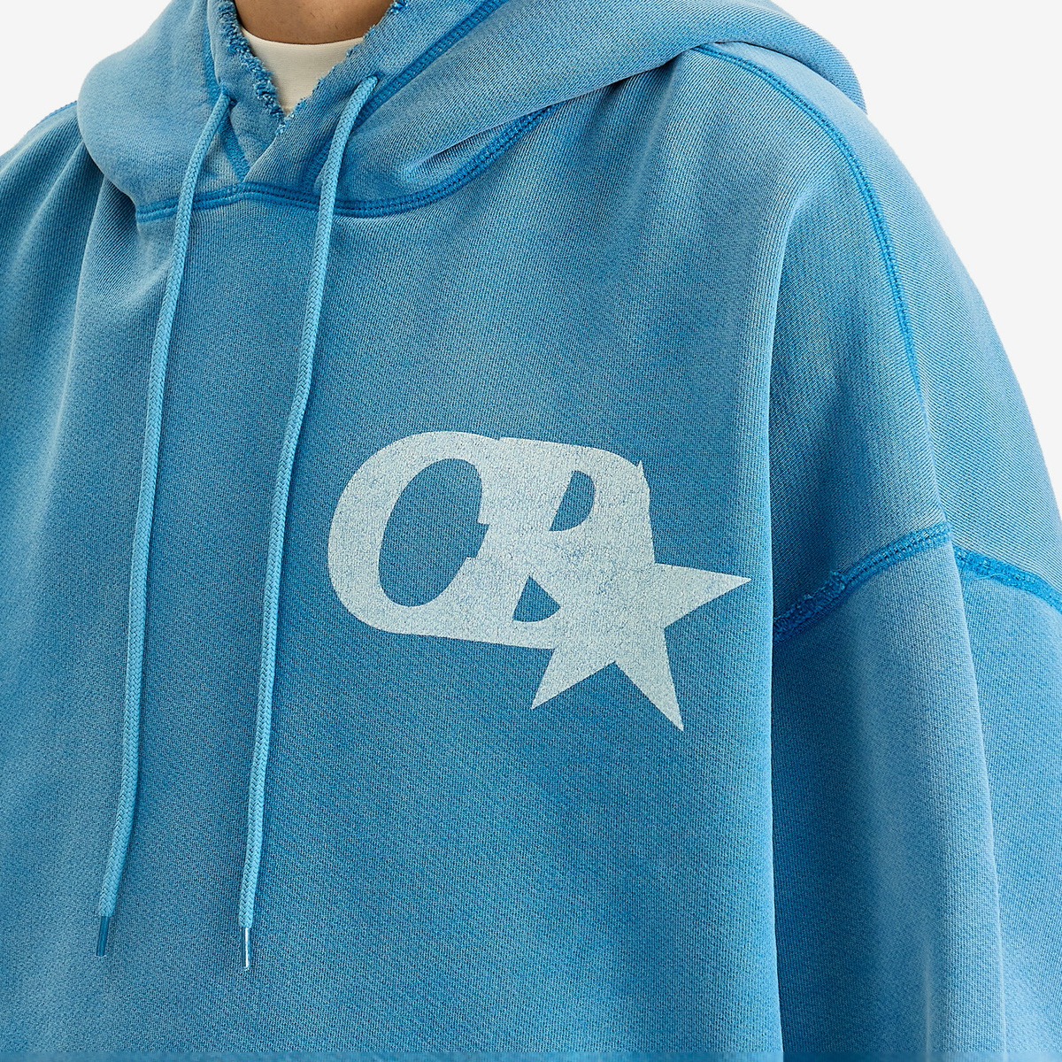 Cole Buxton Men's CB Star Distressed Pocket Hoodie in Washed Blue