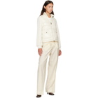 Moncler Off-White Zip Up Cotton Fleece Down Cardigan