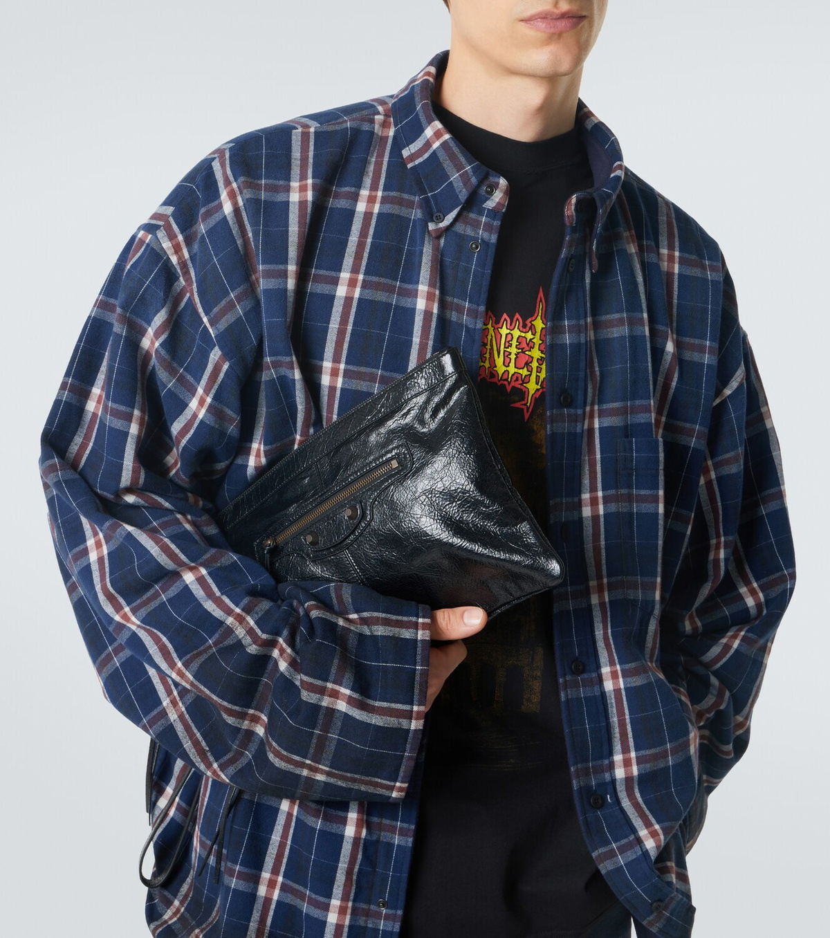 Balenciaga Le City leather phone pouch