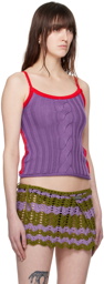 Edward Cuming Purple & Red Cable Tank Top