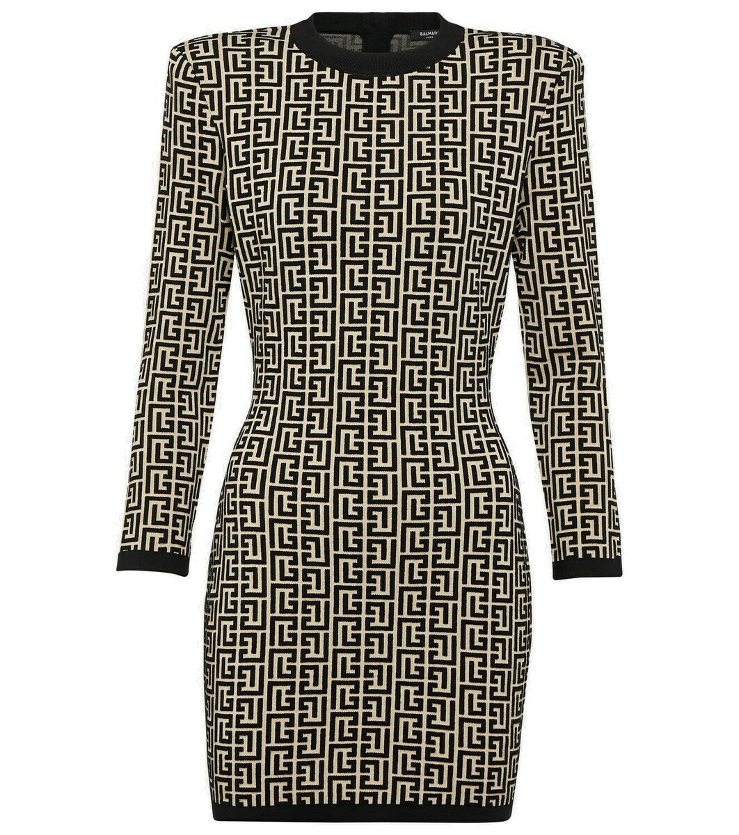 Balmain Monogram wool-blend knit minidress Balmain