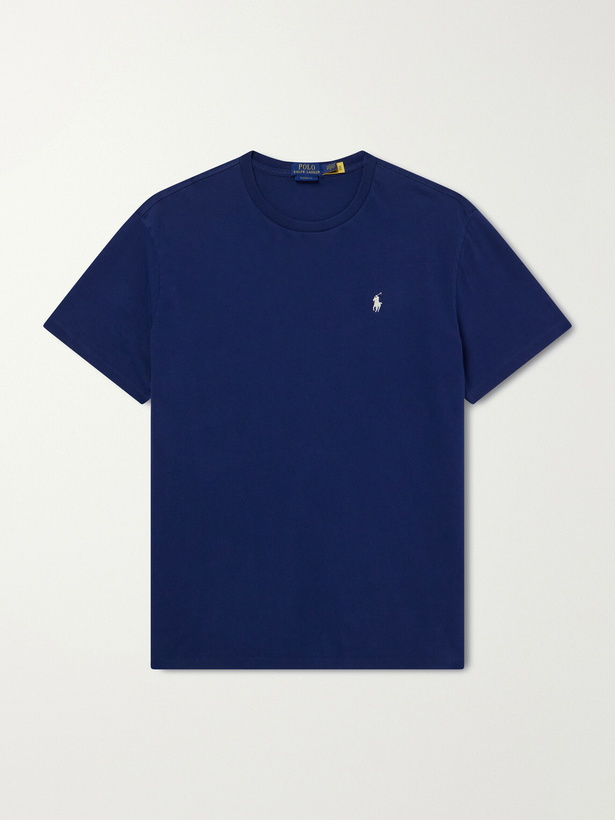 Photo: Polo Ralph Lauren - Logo-Embroidered Cotton-Jersey T-Shirt - Blue