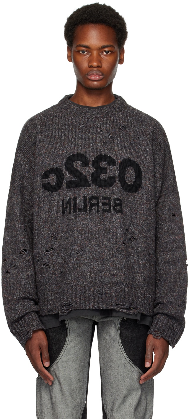032c Gray Painters Cover Destroyed Selfie Sweater
