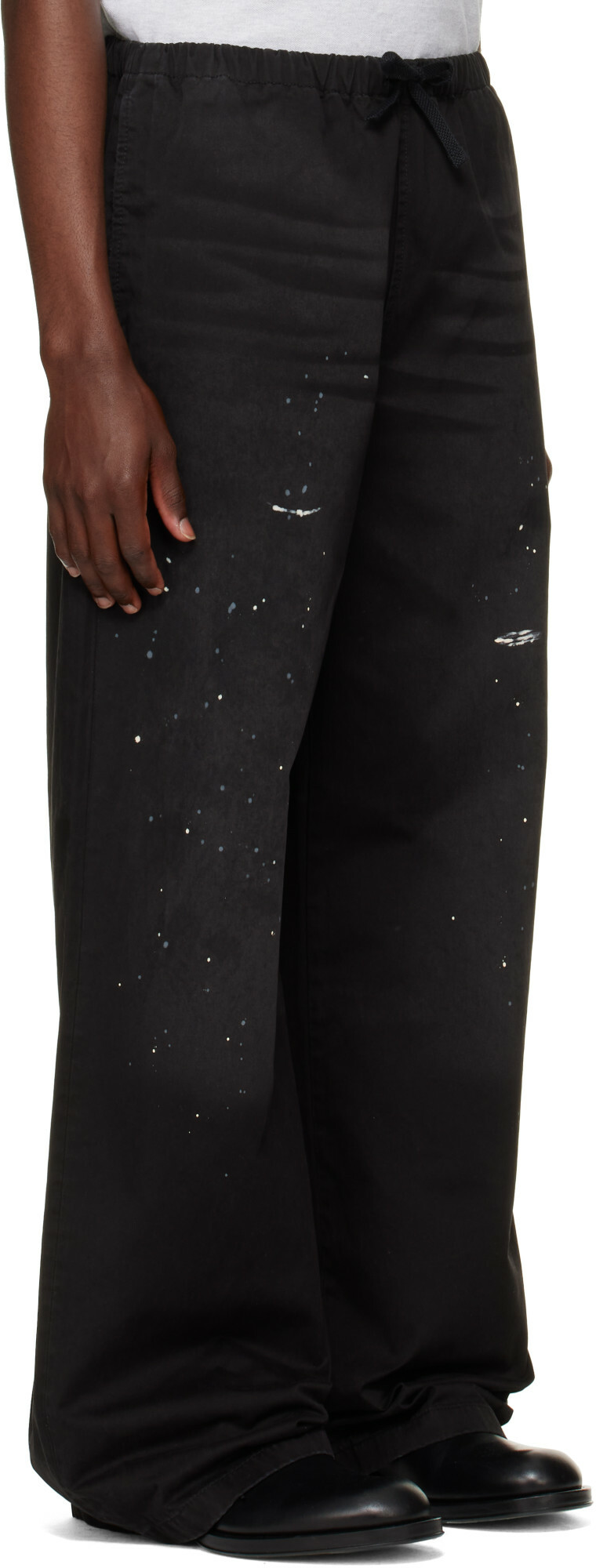 Acne Studios Black Paint Splatter Drawstring Trousers