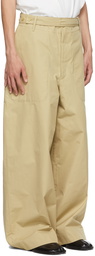 Hed Mayner Beige Cotton Belted Trousers