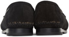 TOM FORD Black Suede & Shearling Berwick Loafers