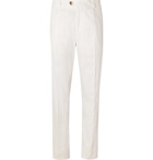 Brunello Cucinelli - Tapered Cotton-Blend Twill Trousers - White