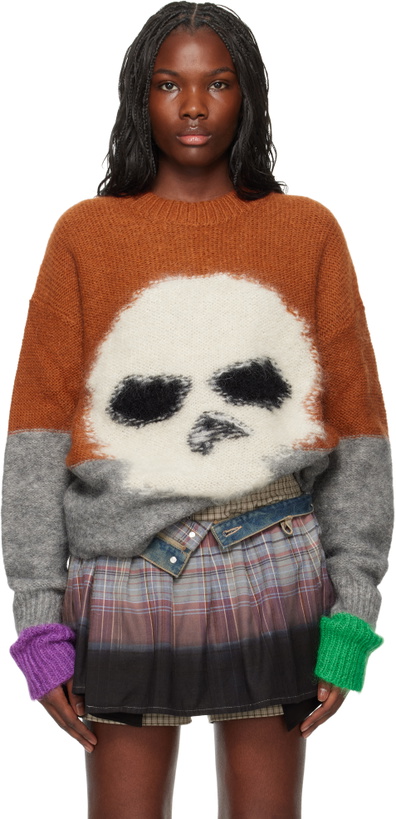 Photo: ERL Orange Mohair Skull Intarsia Sweater