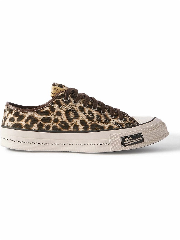 Photo: Visvim - Skagway Leather-Trimmed Leopard-Print Corduroy Sneakers - Brown