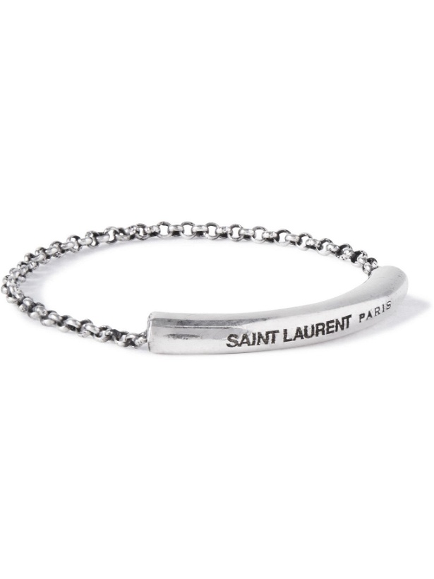 Photo: SAINT LAURENT - Silver-Tone Chain Ring - Silver