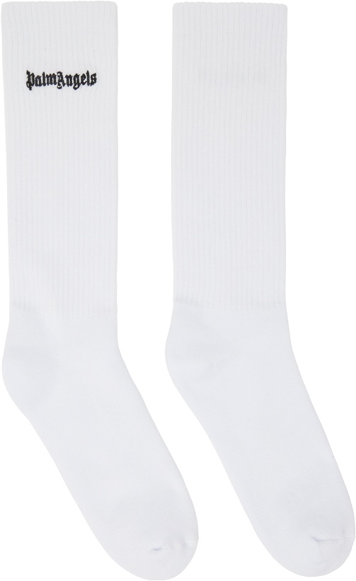Photo: Palm Angels White Embroidery Logo Socks