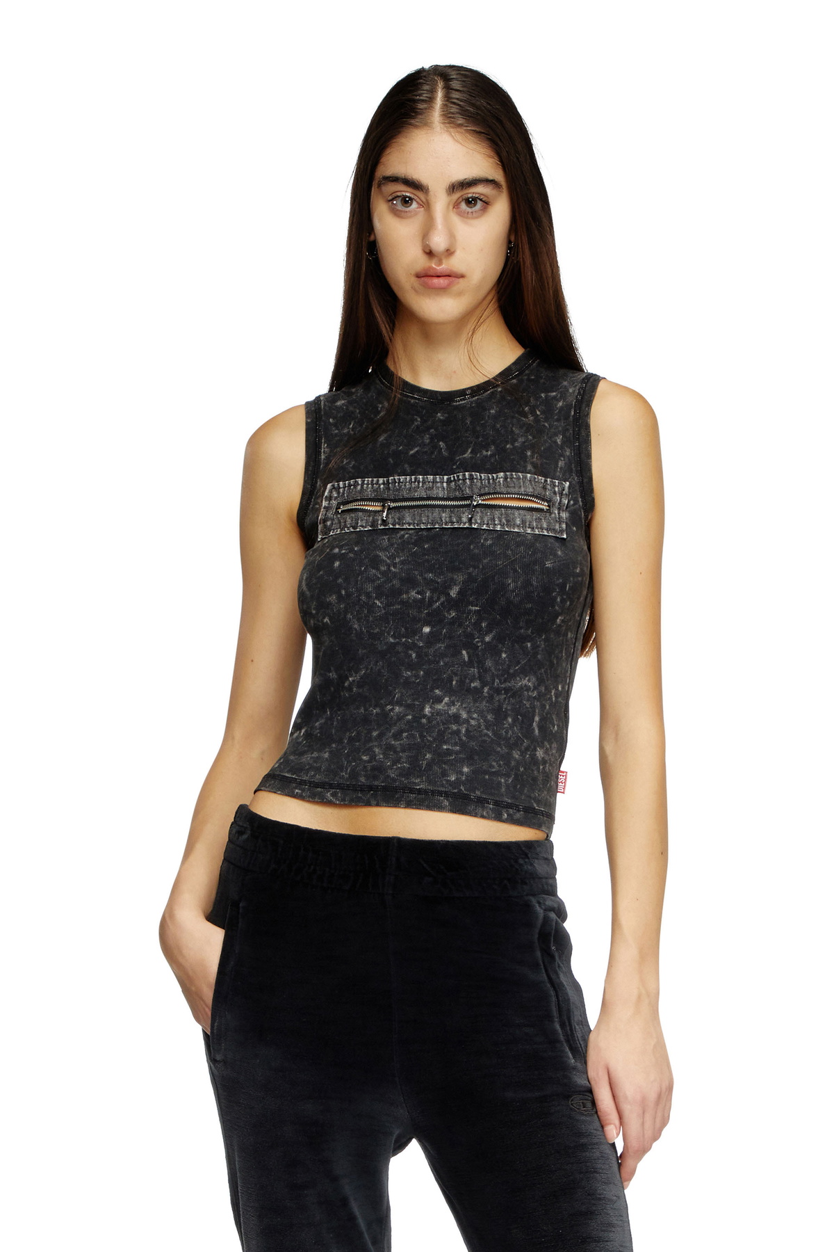 Diesel Sleeveless top with zip detail - T-Shirts Womens in