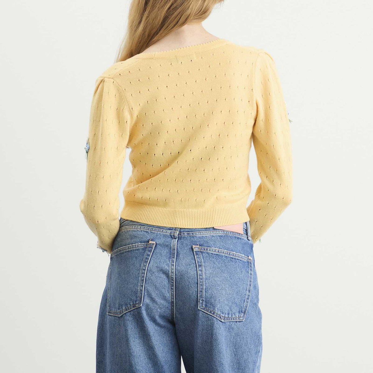 RIXO Women's Merinda Cardigan in Floret Embroidery Yellow