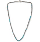 Mikia - Hematite, Turquoise and Silver-Tone Beaded Necklace - Blue