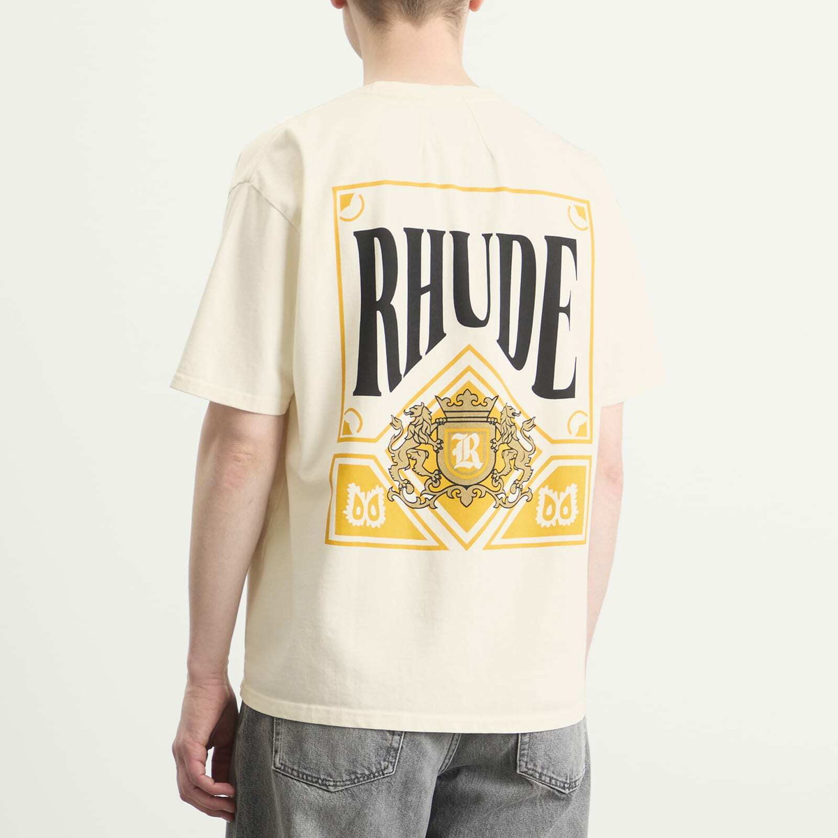 Rhude Men's Playing Card T-Shirt in Vintage White/Yellow