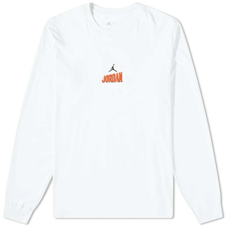 Photo: Nike Men's Air Jordan Long Sleeve Flight T-Shirt in Phantom/Rush Orange