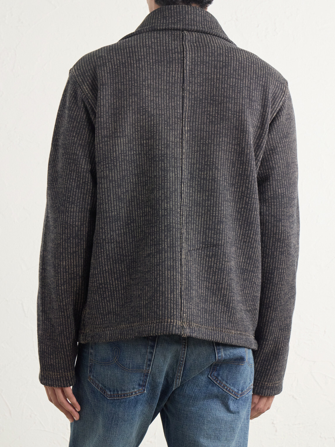 RRL - Charles Striped Cotton-Blend Fleece Jacket - Gray