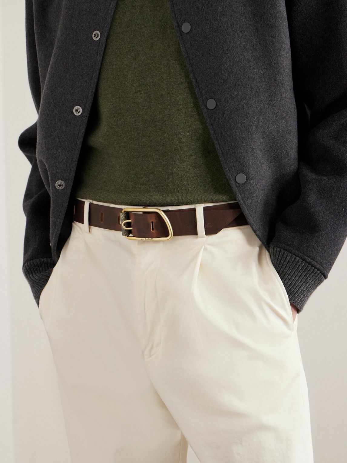 Bleu de Chauffe - Maillon 3.5cm Leather Belt - Brown