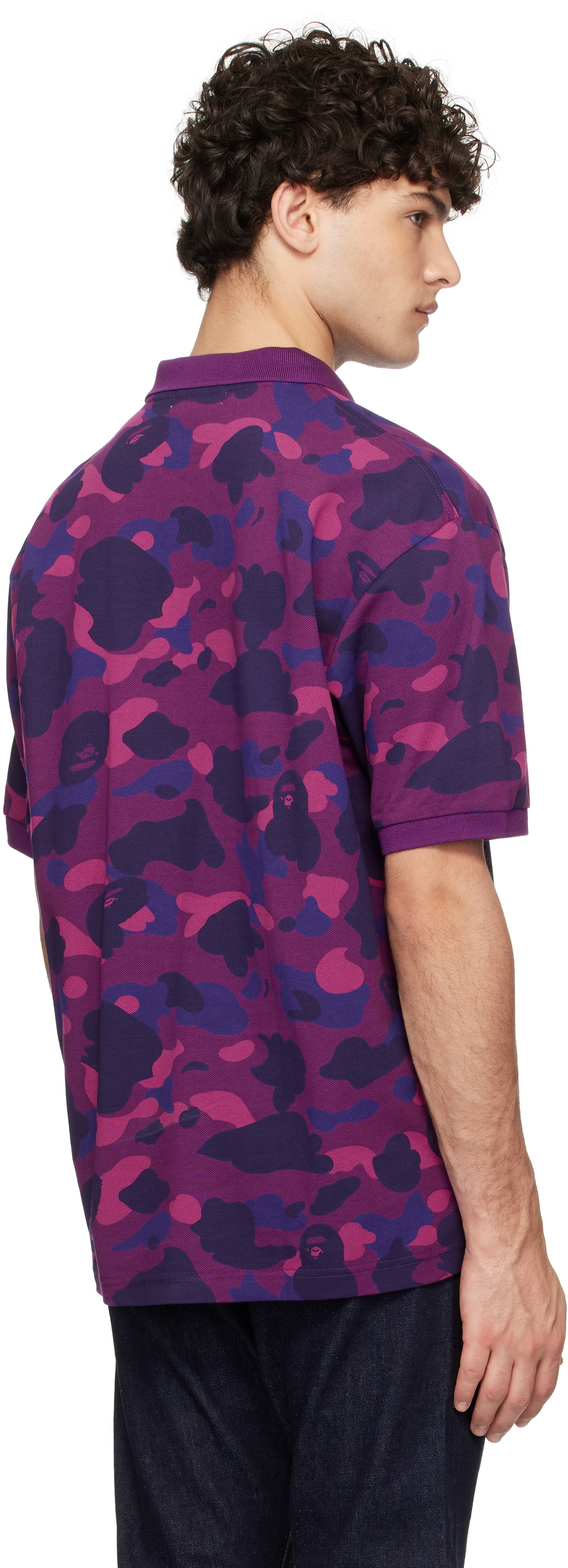 BAPE Purple Color Camo Large Ape Head Polo A Bathing Ape
