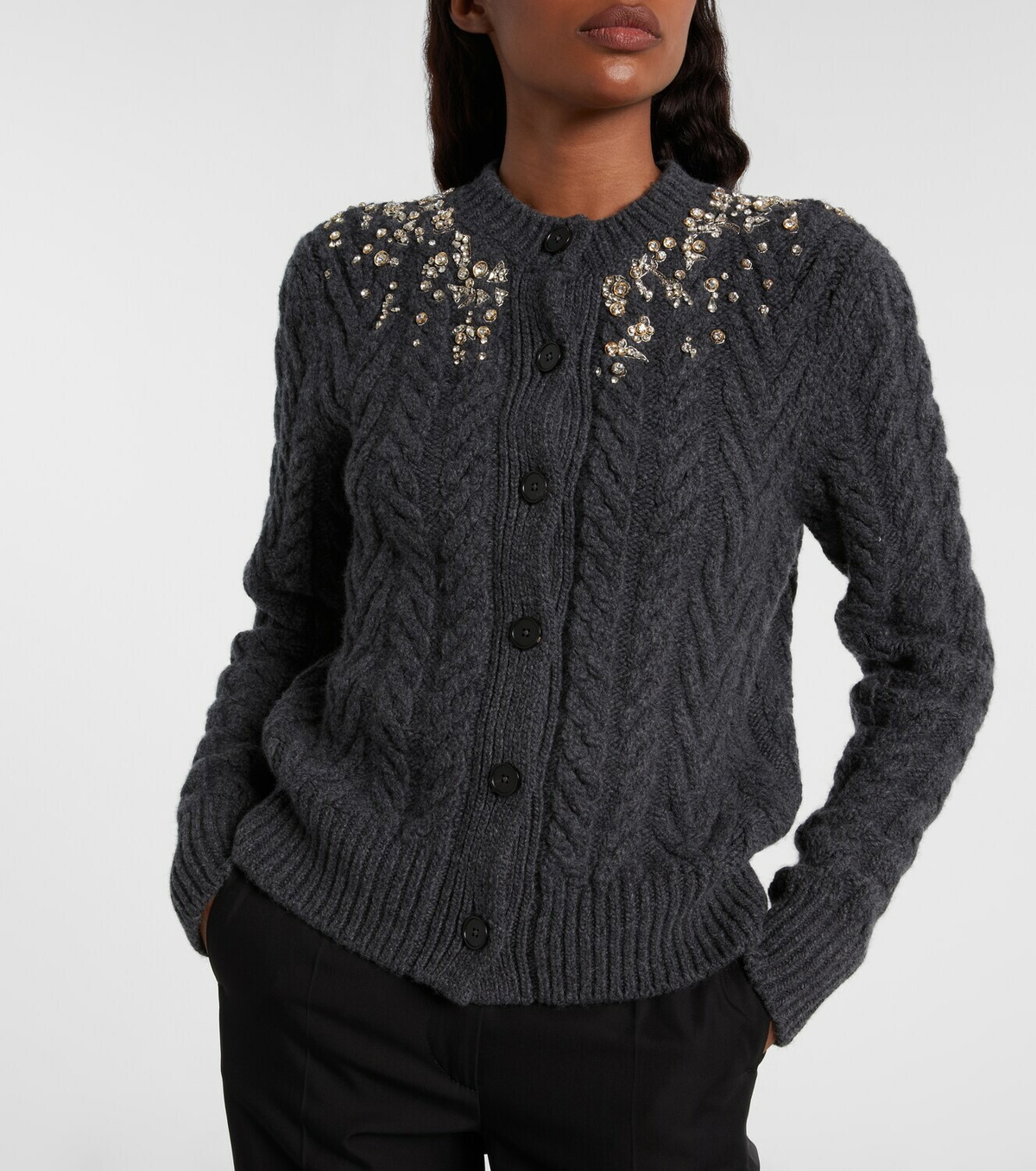 McQueen Embellished wool and cashmere cardigan