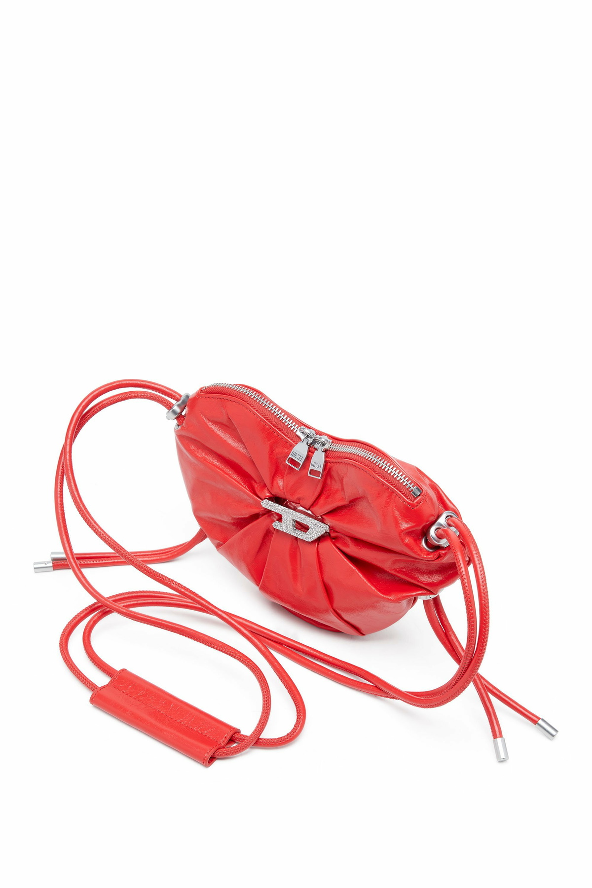 Diesel Scrunch-D-Heart shoulder bag in scrunched leather - Shoulder Bags Womens in Red