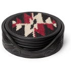 RRL - Set of Six Logo-Embossed Leather and Jacquard Coasters - Black