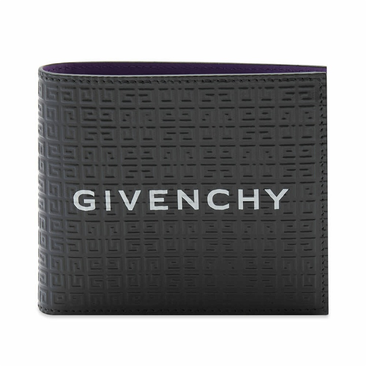 Photo: Givenchy Men's Embossed 4G Logo Bicolour Billfold Wallet in Dark Grey/Purple
