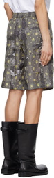 GANNI Gray Printed Flyweight Nylon Boy Shorts