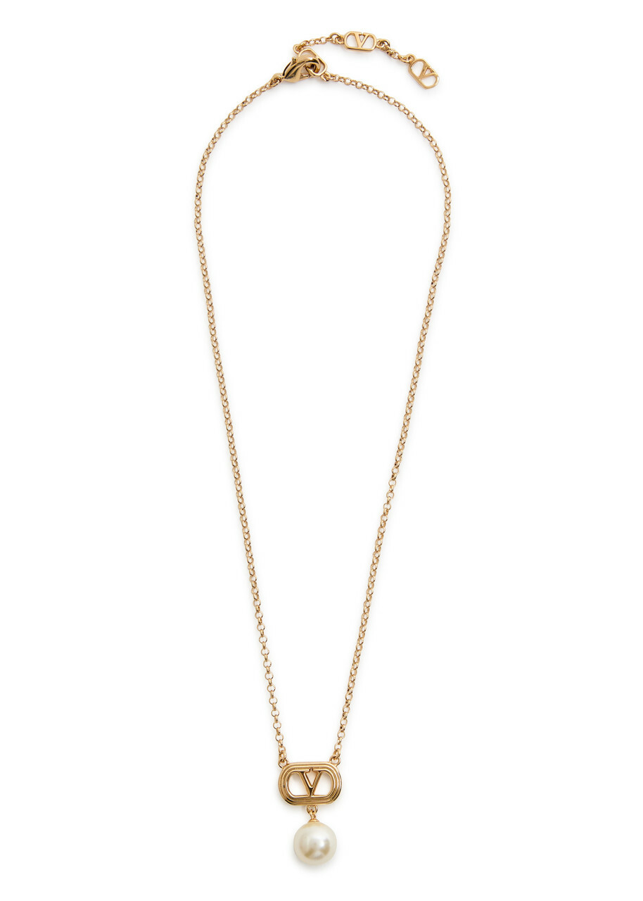 Valentino Garavani Ovalette Vlogo Necklace - Pearl - One Size