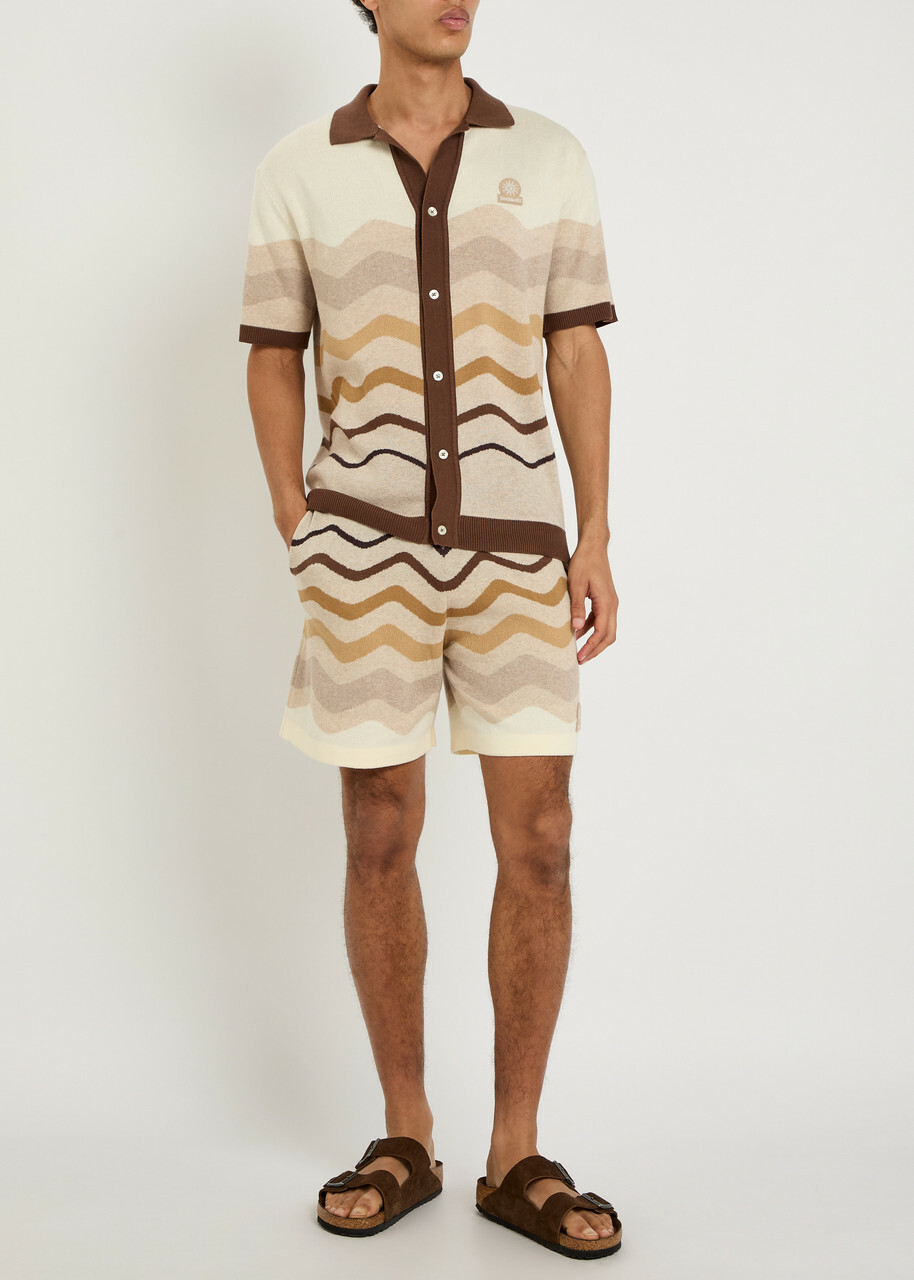 Sandbanks Gradient Pattern Knit Cotton Shirt Beige