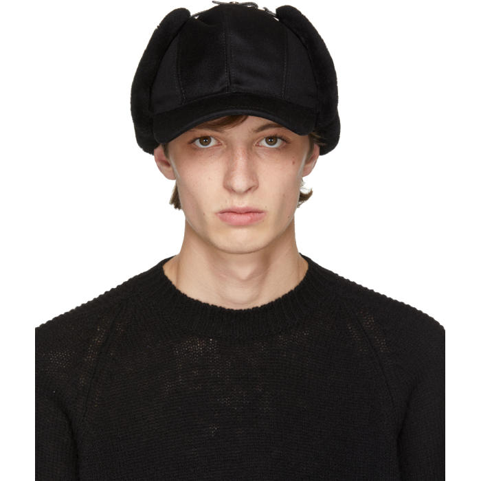 Prada Black Fur Flap Cap Prada