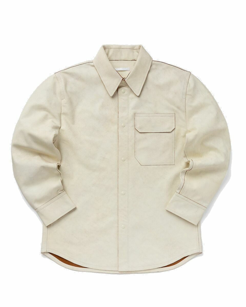 Photo: Helmut Lang Leather Shirt.Crckd White - Mens - Overshirts