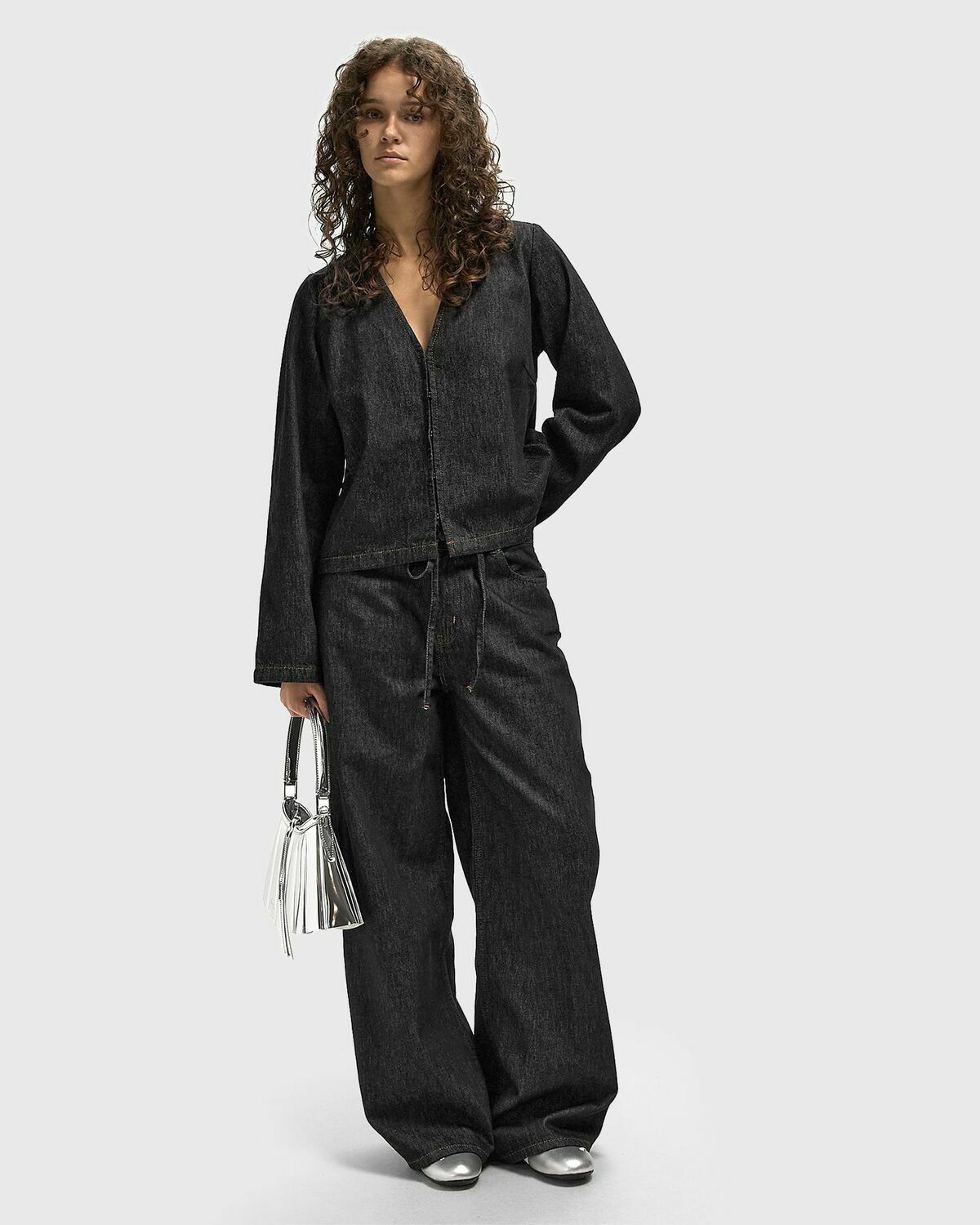 Envii ENBROOKLYN LS TIE TOP 6856 Black Womens Shirts & Blouse